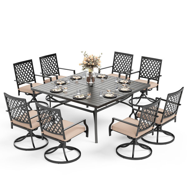 Lark Manor Ballarat 8 Person Square Outdoor Dining Set with Cushions & Reviews Wayfair